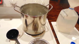 stock pot of distilled water