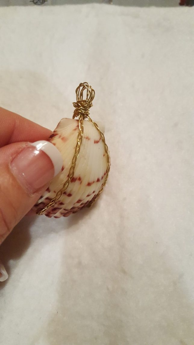 wire wrapped loop for seashell necklace