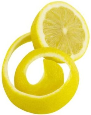 Lemon peel on white background